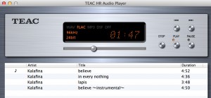 TEAC HR Audio Playerの再生画面